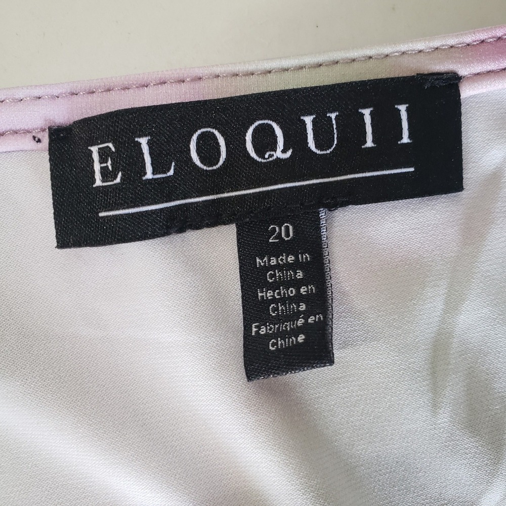 Eloquii Watercolor Marble‎ V Neck Dress Womens Size 20 Pink Green Kimono Sleeve - Picture 8 of 10